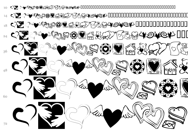 KR Cuori Divertenti 5 font waterfall
